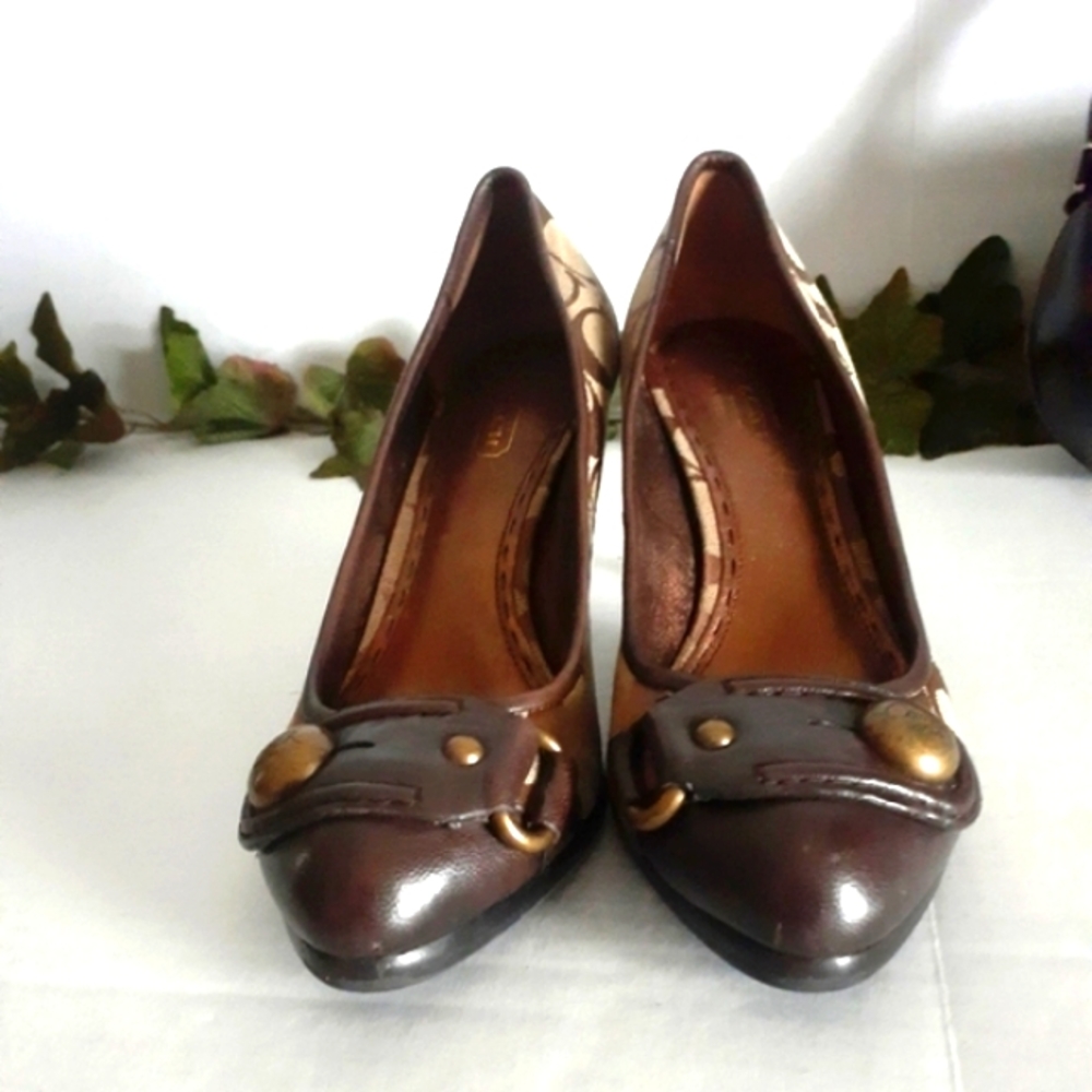 Coach Signature Coated Canvas and Leather Pump - Picture 3 of 16